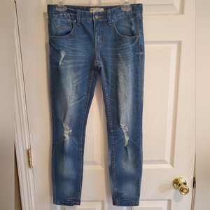 Free People Distressed Straight‎ Leg Jeans Size 27 Medium Wash